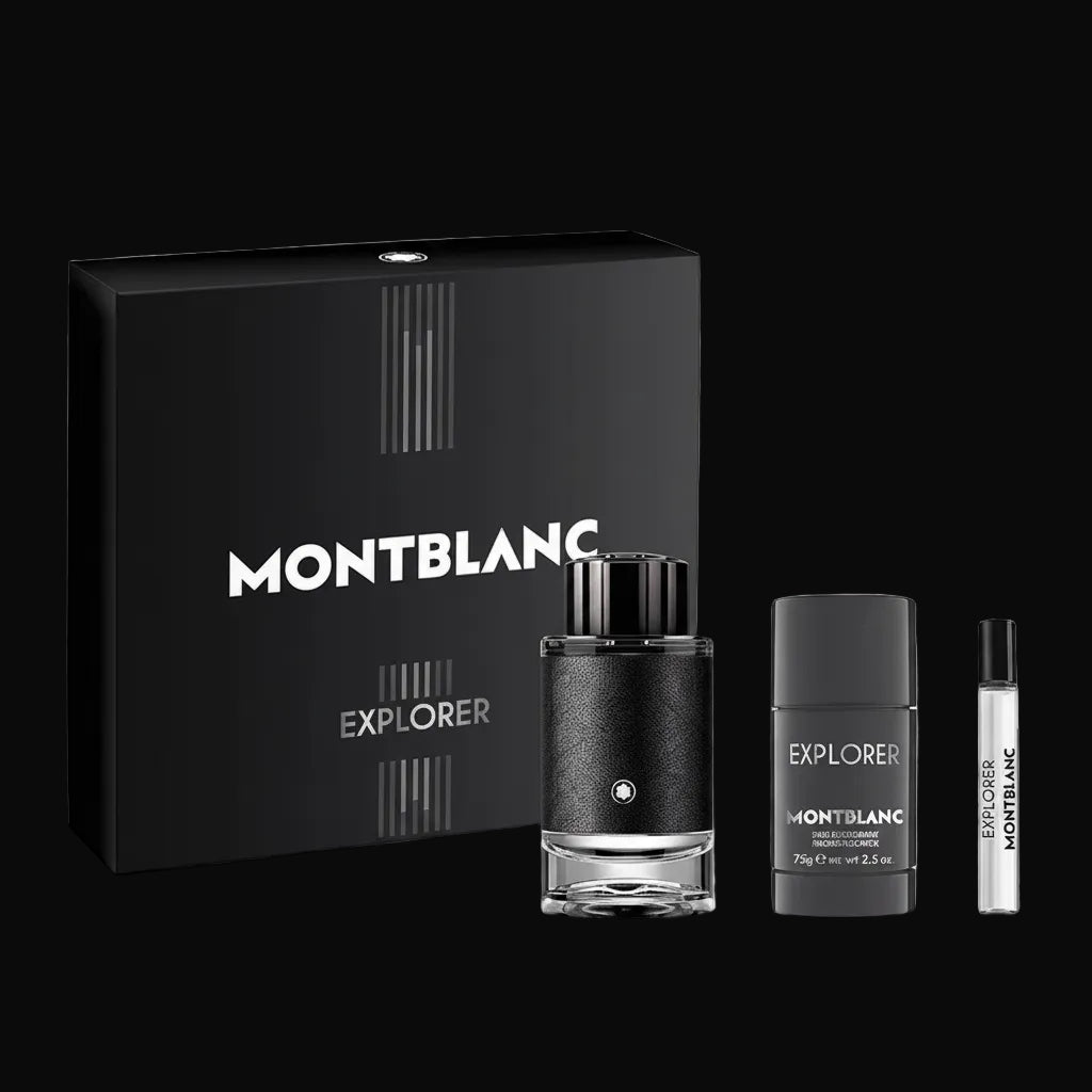 Perfume set: MONT BLANC - Explorer 3-PC Gift Set 100ml + 75g deodorant + 7.5ml travel spray