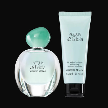 Perfume gift set: Giorgio Armani Acqua Di Gioia 2PCS Travel Gift Set - 100ML EDP Spray + 75ML Body Lotion 