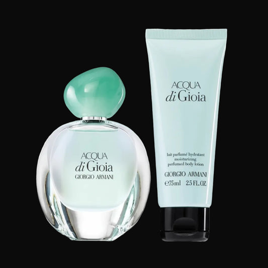 Perfume gift set: Giorgio Armani Acqua Di Gioia 2PCS Travel Gift Set - 100ML EDP Spray + 75ML Body Lotion 