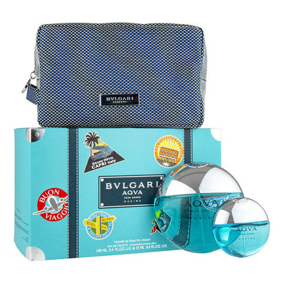Perfume set Bvlgari Aqva Pour Homme Marine Men 100ml Perfume + 15ml Miniature +Bag