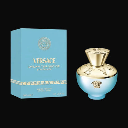 Versace Dylan Turquoise Eau de Toilette 100 ml box and perfume bottle for women