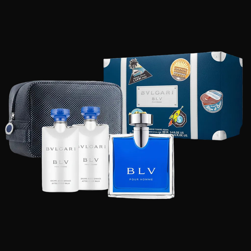 Perfume set Bvlgari BLV Pour Homme Gift Set 100ml EDT + 2x 75ml Aftershave Balm + Toiletry Bag